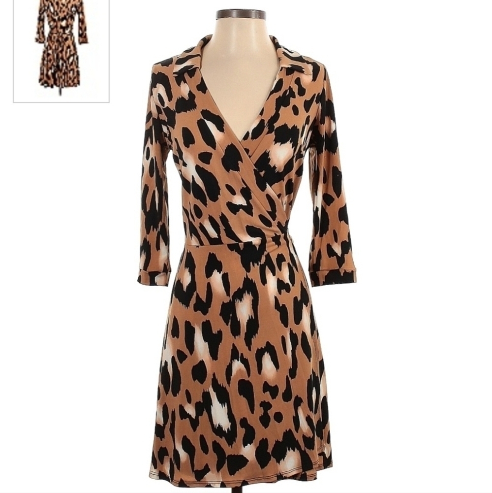 Peach Love California Wrap Leopard Cheetah Animal Print Women's Small S EUC